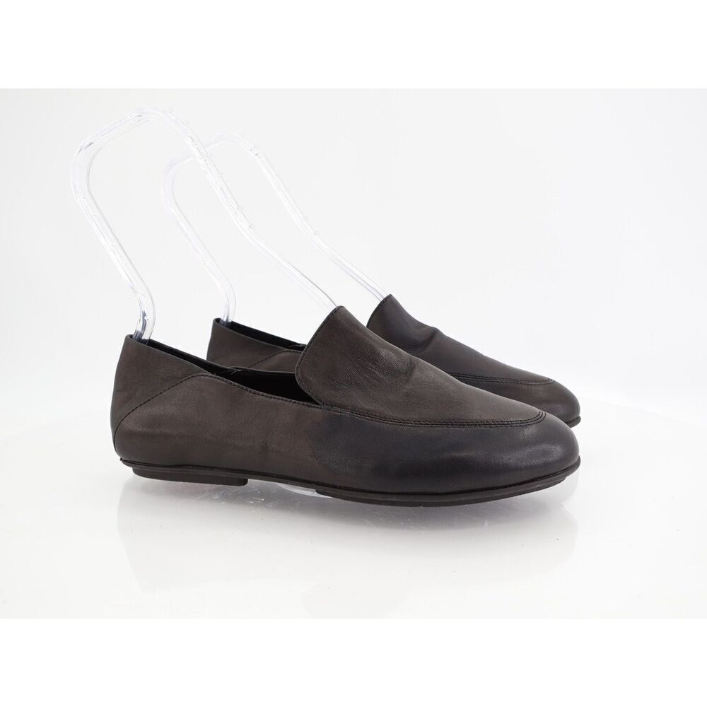 Fitflop Allegro Crush-Back Leather Loafers Womens Size 8 Black Slip on Shoes